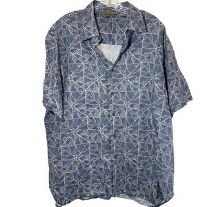 Axist linen button up shirt top short sleeved blue size extra large